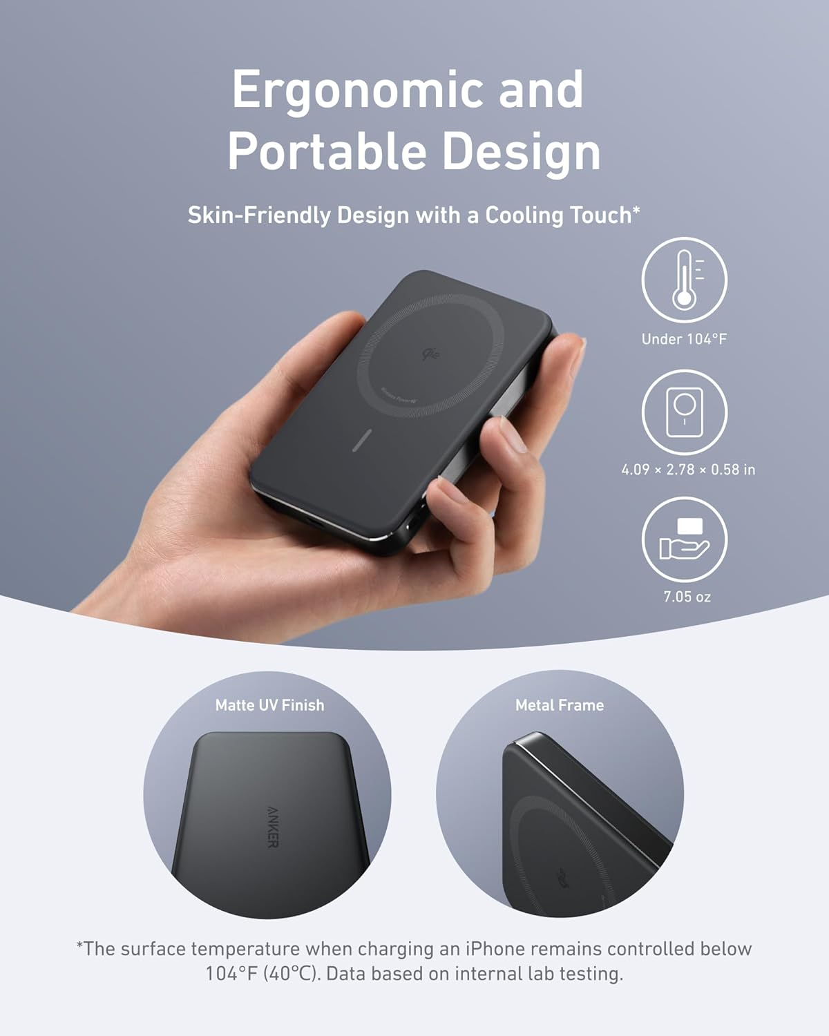 Anker MagGo Slim Wireless External Battery, 10000mAh, 30W, PD + FQI, 1 x QI - 1 x USB-C, Black A1664H11 