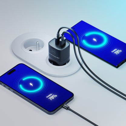 Network Charger 3MK HyperCharger GaN, 33W, 3A, 1 x USB-A - 1 x USB-C, Black 