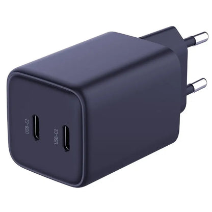 Network Charger with USB-C Cable 3MK HyperCharger, 45W, 3A, 2 x USB-C, Black 